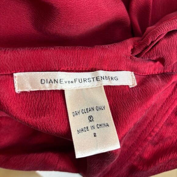 Diane Von Furstenberg Valetta Red Silk Blend Mini Dress One Shoulder Size 2 - Picture 8 of 16